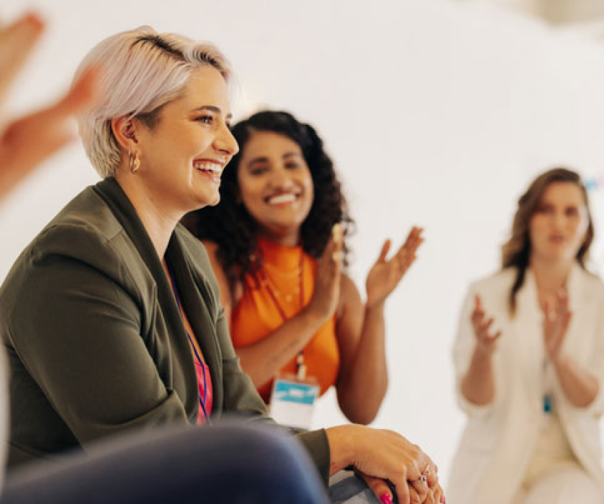 Happy students in a classroom